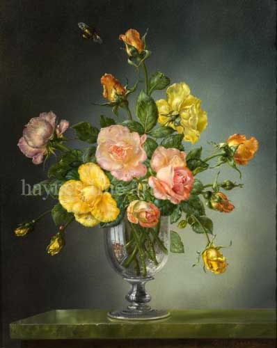 Painting Code#6102-Cecil Kennedy - Rose in a Georgian Glass Goblet