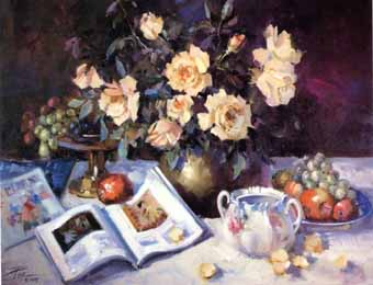 Painting Code#6189-Joyce Pike:Peach Roses