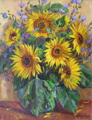 Painting Code#6202-Kugai, Anatoliy: Sunflowers in Vase