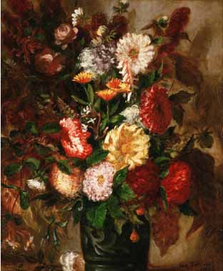 Painting Code#6229-Delacroix, Eugene - Flowers in an Earthenware Pot