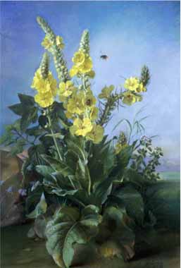 Painting Code#6294-Louis-Apollinaire Sicard - Yellow Flowers before a Blue Sky