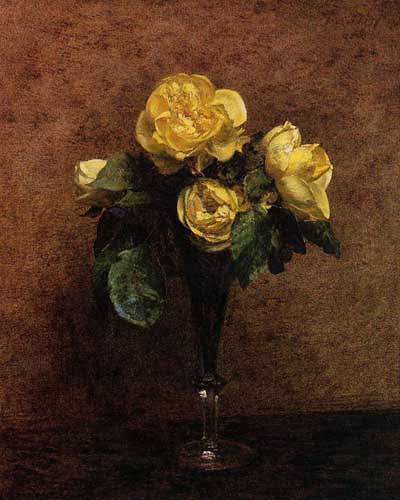 Painting Code#6712-Henri Fantin-Latour - Roses Marechal Neil