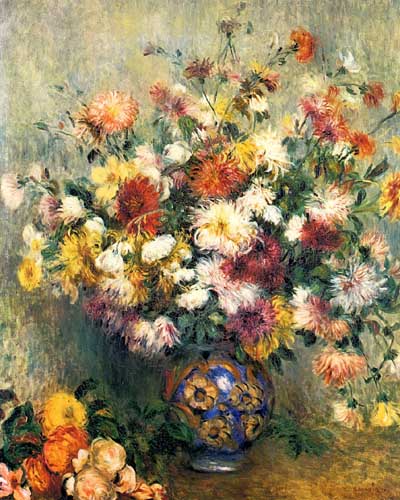 Painting Code#6727-Renoir, Pierre-Auguste - Vase of Chrysanthemums