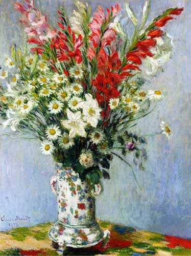 Painting Code#6741-Monet, Claude - Bouquet of Gadiolas, Lilies and Dasies