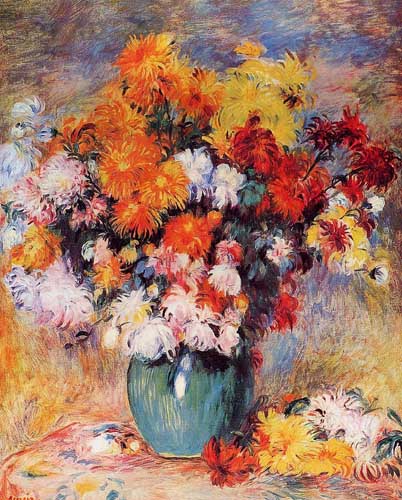 Painting Code#6775-Renoir, Pierre-Auguste - Vase of Chrysanthemums