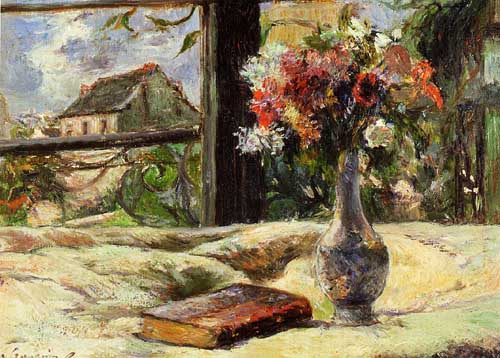 Painting Code#6784-Gauguin, Paul - Vase of Flowers and Window