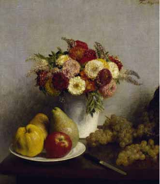 Painting Code#6806-Henri Fantin-Latour - Flowers and Fruits