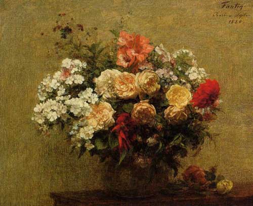 Painting Code#6841-Henri Fantin-Latour - Summer Flowers