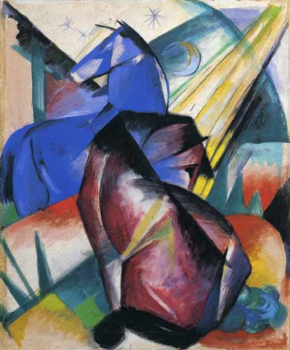 Painting Code#70339-Marc, Franz (German) - Two Horses, Red and Blue