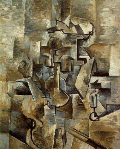 Painting Code#7042-Braque, Georges: Violin and Candlestick