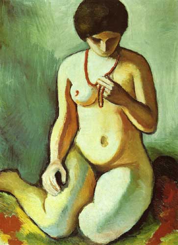 Painting Code#70630-Macke, August - Nude with Coral Necklace