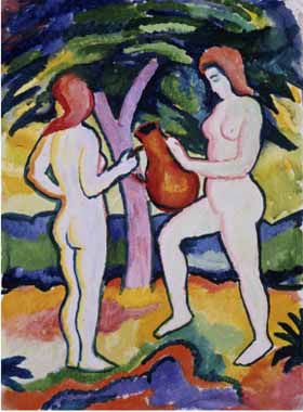 Painting Code#70657-Macke, August - Two Nudes with Jug