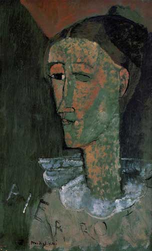Painting Code#70795-Modigliani, Amedeo - Pierrot (also known as Self Portrait as Pierrot)