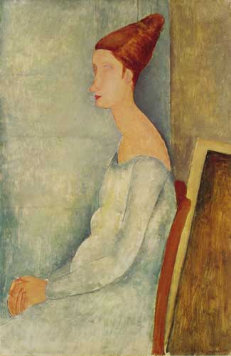 Painting Code#70803-Modigliani, Amedeo - Portrait of Jeane Hebuterne Seated in Profile