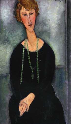Painting Code#70850-Modigliani, Amedeo - Woman with a Green Necklace (also known as Madame Menier)