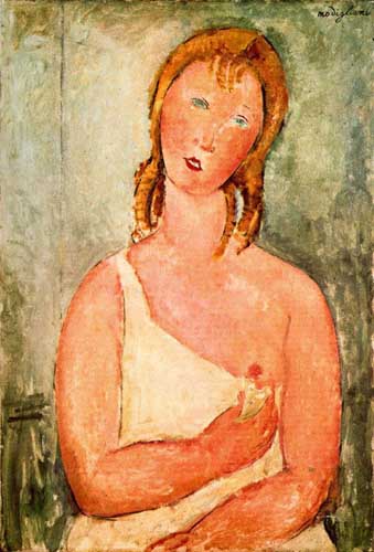 Painting Code#70855-Modigliani, Amedeo - Young Redhead in Shirt, Half Contained