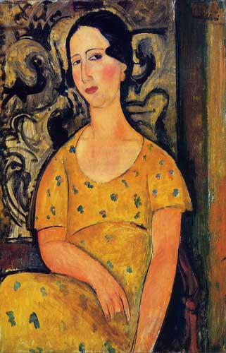 Painting Code#70857-Modigliani, Amedeo - Young Woman in a Yellow Dress (also known as Madame Modot)