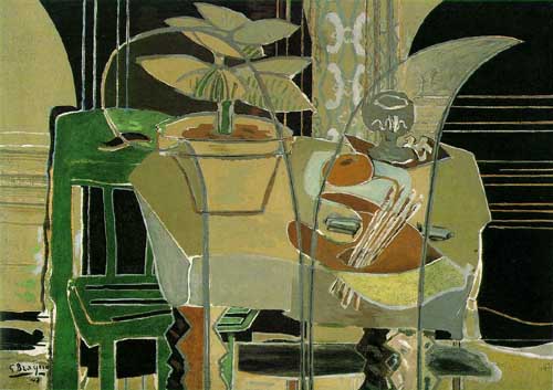 Painting Code#7090-Braque, Georges: Interior with Palette