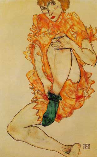 Painting Code#70933-Egon Schiele - The Green Stocking
