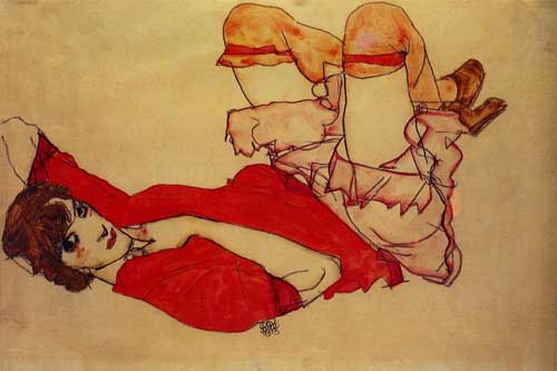 Painting Code#70935-Egon Schiele - Wally with a Red Blouse