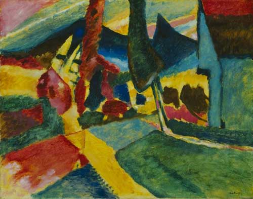 Painting Code#70981-Kandinsky, Wassily - Landscape With Two Poplars, 78.8x100.4cm