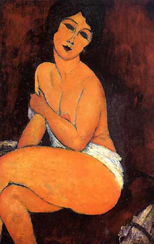 Painting Code#7418-Modigliani, Amedeo(Italy): Seated Nude on Divan
