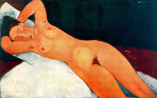 Painting Code#7421-Modigliani, Amedeo(Italy): Nude with Necklace