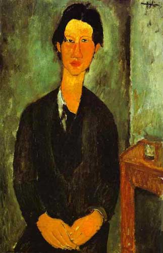 Painting Code#7423-Modigliani, Amedeo(Italy): Portrait of Chaim Soutine Seated at a Table
