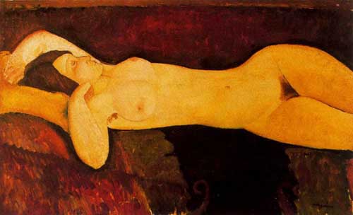Painting Code#7431-Modigliani, Amedeo(Italy): Reclining Nude (Le Grande Nu)
