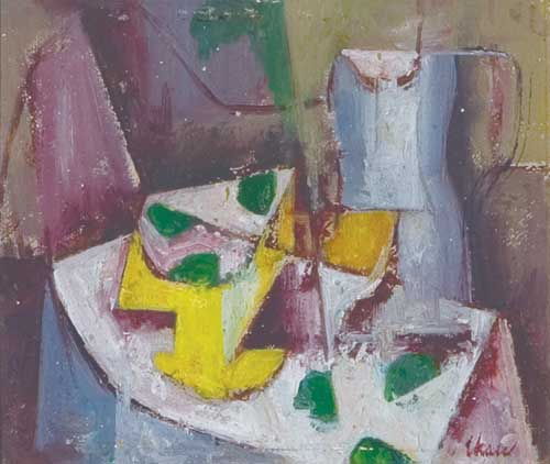 Painting Code#7683-Charles Green Shaw: Abstract Fruit Still Life