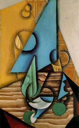 Painting Code#7727-Juan Gris: Bottle and Glass on a Table