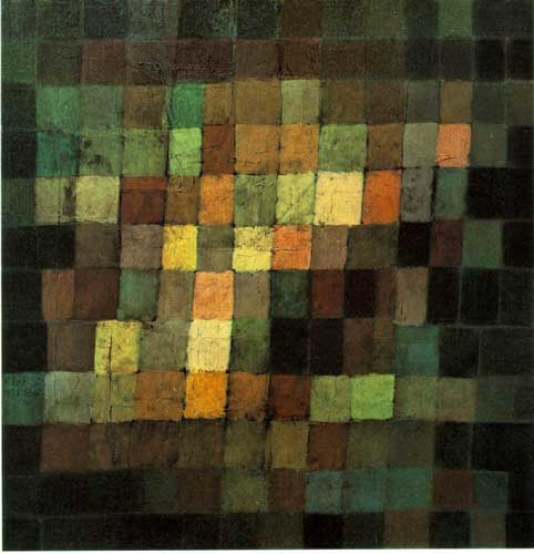 Painting Code#7956-Klee, Paul(Switzerland): Ancient Sound, Abstract on Black 
