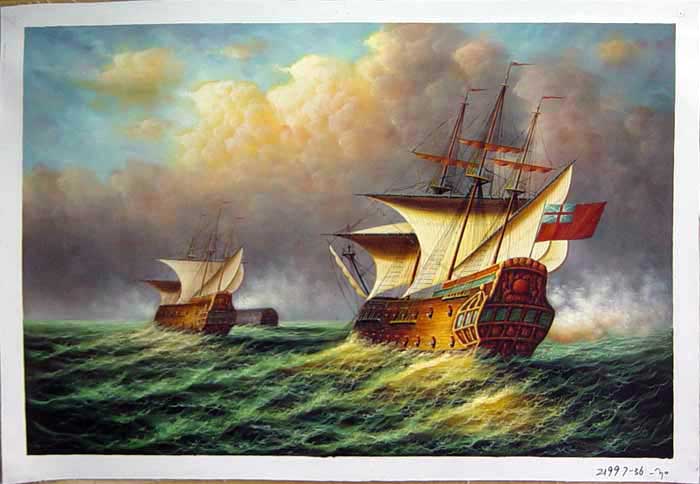 Painting Code#S121997-Seascape Painting with Warships