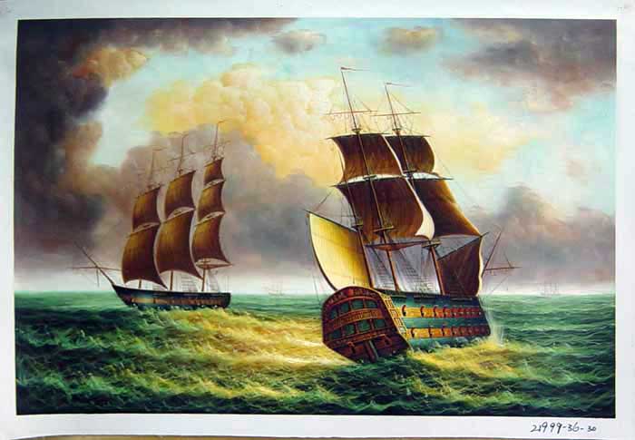 Painting Code#S121999-Seascape Painting with Warships