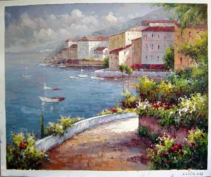 Painting Code#S122714-Mediterranean Seascape Paintings 